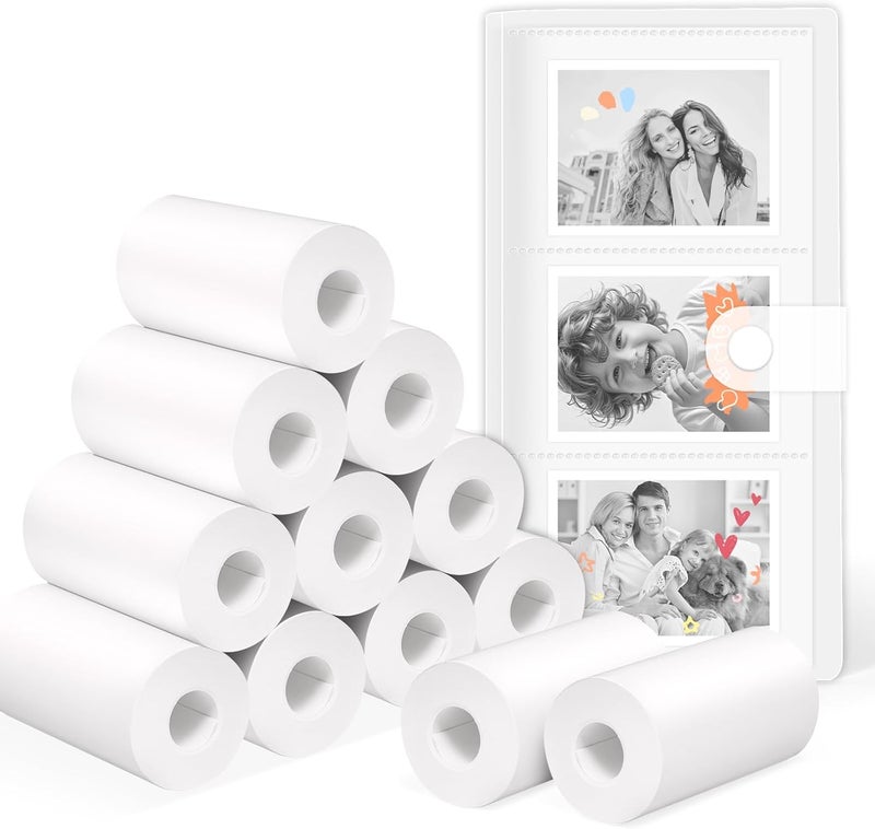 OTJ 12 Rolls Instant Print Camera for Kids Refill Print Paper Thermal Print Paper Rolls - Photo Album 2.5x3.5 Picture Holder Book Holds 120 Horizontal Photos DIY Picture Albums - Image 1